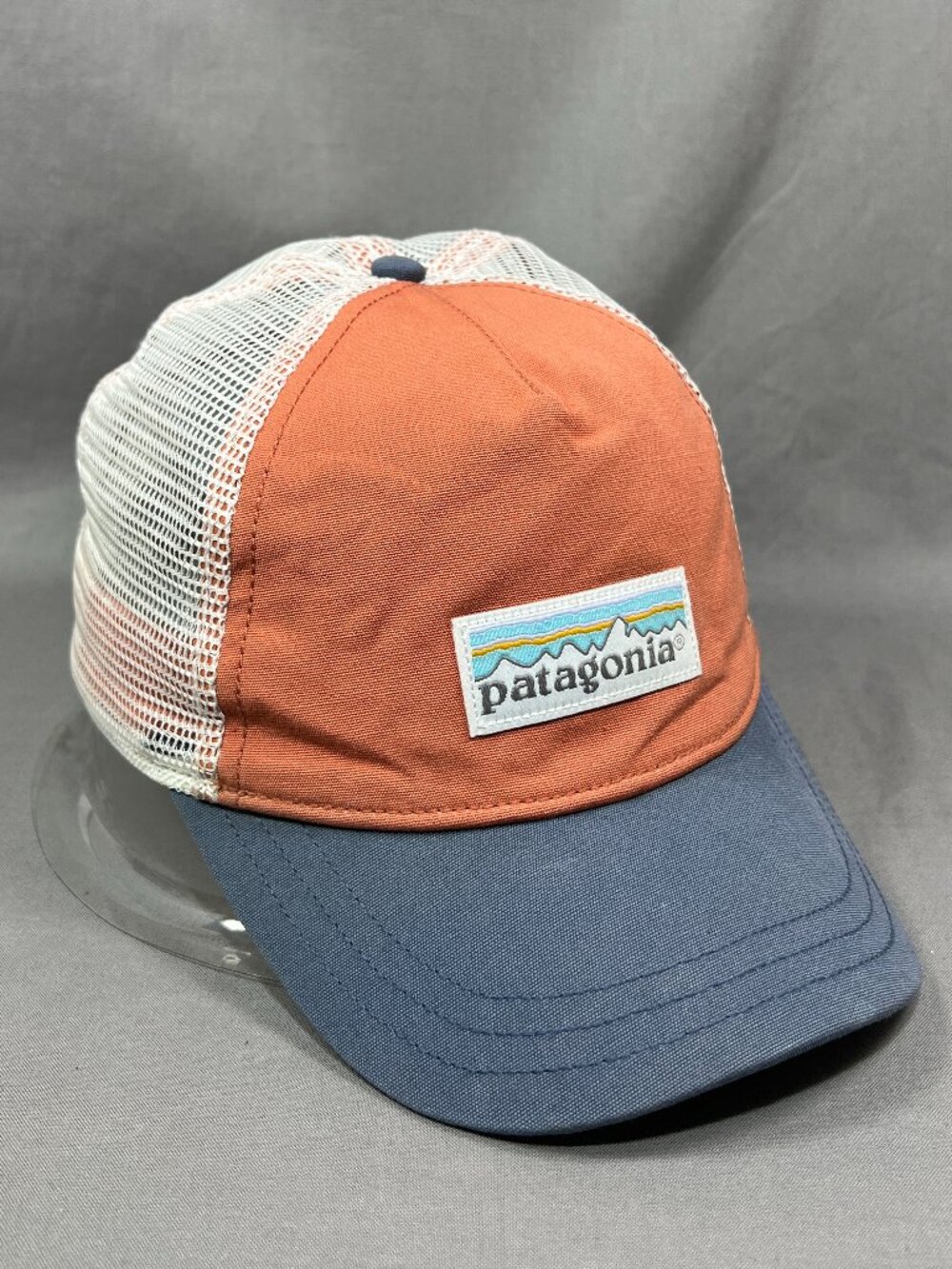 Patagonia Layback Trucker Mesh Hat Snapback Orange White Worn Wear Dad Cap Adult